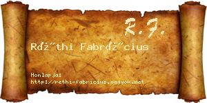 Réthi Fabrícius névjegykártya